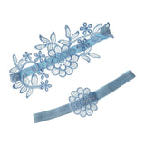 Maxbell 2Pcs Wedding Garters for Bride Leg Rings Handmade for Stage Prom Dance Sky Blue