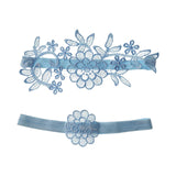 Maxbell 2Pcs Wedding Garters for Bride Leg Rings Handmade for Stage Prom Dance Sky Blue