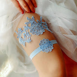 Maxbell 2Pcs Wedding Garters for Bride Leg Rings Handmade for Stage Prom Dance Sky Blue