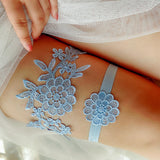 Maxbell 2Pcs Wedding Garters for Bride Leg Rings Handmade for Stage Prom Dance Sky Blue
