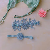 Maxbell 2Pcs Wedding Garters for Bride Leg Rings Handmade for Stage Prom Dance Sky Blue