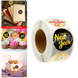 Maxbell 500x Happy New Year Stickers Happy New Year Labels for Crafts Gift Boxes Style B