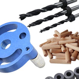Maxbell Wood Hole Dowel Drill Guide Set 3 Hole Drill Bit Guide Jig Anodized Surface Blue