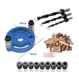 Maxbell Wood Hole Dowel Drill Guide Set 3 Hole Drill Bit Guide Jig Anodized Surface Blue