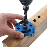 Maxbell Wood Hole Dowel Drill Guide Set 3 Hole Drill Bit Guide Jig Anodized Surface Blue