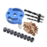 Maxbell Wood Hole Dowel Drill Guide Set 3 Hole Drill Bit Guide Jig Anodized Surface Blue
