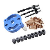 Maxbell Wood Hole Dowel Drill Guide Set 3 Hole Drill Bit Guide Jig Anodized Surface Blue