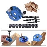 Maxbell Wood Hole Dowel Drill Guide Set 3 Hole Drill Bit Guide Jig Anodized Surface Blue