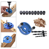 Maxbell Wood Hole Dowel Drill Guide Set 3 Hole Drill Bit Guide Jig Anodized Surface Blue