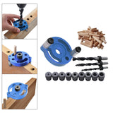 Maxbell Wood Hole Dowel Drill Guide Set 3 Hole Drill Bit Guide Jig Anodized Surface Blue
