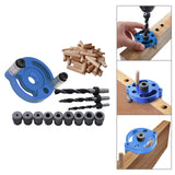 Maxbell Wood Hole Dowel Drill Guide Set 3 Hole Drill Bit Guide Jig Anodized Surface Blue