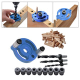 Maxbell Wood Hole Dowel Drill Guide Set 3 Hole Drill Bit Guide Jig Anodized Surface Blue