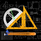 Maxbell 4Pcs Large Math Geometry Rulers Compass Chalkboard Teachers White Board
