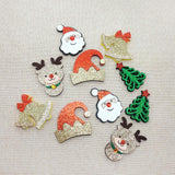 Maxbell 10x Christmas Patches Santa Claus Tree Hat for DIY Crafts Gift Decoration