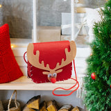 Maxbell Lovely DIY Shoulder Bag Making Kit Sewing Hand Bag Small for Women Holiday Red Elks