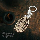 Maxbell 5Pcs Baptism Keychain Baptism Souvenir Recuerdos DE Bautizo for Baptism Boy White Beads