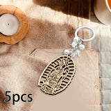 Maxbell 5Pcs Baptism Keychain Baptism Souvenir Recuerdos DE Bautizo for Baptism Boy White Beads