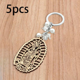 Maxbell 5Pcs Baptism Keychain Baptism Souvenir Recuerdos DE Bautizo for Baptism Boy White Beads