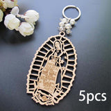 Maxbell 5Pcs Baptism Keychain Baptism Souvenir Recuerdos DE Bautizo for Baptism Boy White Beads