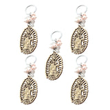 Maxbell 5Pcs Baptism Keychain Baptism Souvenir Recuerdos DE Bautizo for Baptism Boy Pink Beads