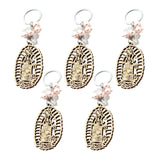 Maxbell 5Pcs Baptism Keychain Baptism Souvenir Recuerdos DE Bautizo for Baptism Boy Pink Beads