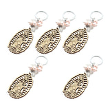 Maxbell 5Pcs Baptism Keychain Baptism Souvenir Recuerdos DE Bautizo for Baptism Boy Pink Beads