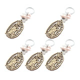 Maxbell 5Pcs Baptism Keychain Baptism Souvenir Recuerdos DE Bautizo for Baptism Boy Pink Beads