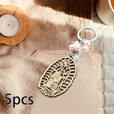 Maxbell 5Pcs Baptism Keychain Baptism Souvenir Recuerdos DE Bautizo for Baptism Boy Pink Beads