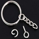 Maxbell 150Pcs Keychain with Chain Set Screw Eye Pins Findings Accessories Metal