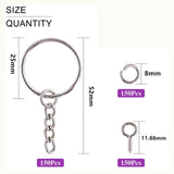 Maxbell 150Pcs Keychain with Chain Set Screw Eye Pins Findings Accessories Metal