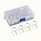 Maxbell 150Pcs Keychain with Chain Set Screw Eye Pins Findings Accessories Metal