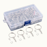 Maxbell 150Pcs Keychain with Chain Set Screw Eye Pins Findings Accessories Metal