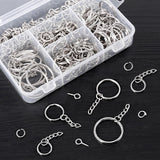 Maxbell Key Chain Rings Kit Jump Rings Keyring with Chain Connector Screw Eye Pins