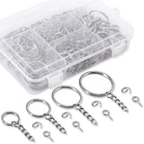 Maxbell Key Chain Rings Kit Jump Rings Keyring with Chain Connector Screw Eye Pins