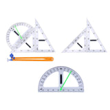 Maxbell Math Geometry Ruler Teaching Aids Schooling Tool for Home School Drawing 4pcs Ruler Compass