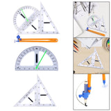 Maxbell Math Geometry Ruler Teaching Aids Schooling Tool for Home School Drawing 4pcs Ruler Compass