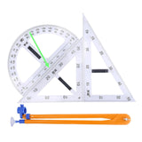 Maxbell Math Geometry Ruler Teaching Aids Schooling Tool for Home School Drawing 4pcs Ruler Compass