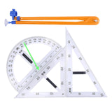 Maxbell Math Geometry Ruler Teaching Aids Schooling Tool for Home School Drawing 4pcs Ruler Compass