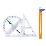 Maxbell Math Geometry Ruler Teaching Aids Schooling Tool for Home School Drawing 4pcs Ruler Compass