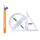 Maxbell Math Geometry Ruler Teaching Aids Schooling Tool for Home School Drawing 4pcs Ruler Compass