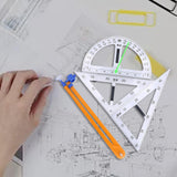 Maxbell Math Geometry Ruler Teaching Aids Schooling Tool for Home School Drawing 4pcs Ruler Compass