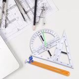 Maxbell Math Geometry Ruler Teaching Aids Schooling Tool for Home School Drawing 4pcs Ruler Compass