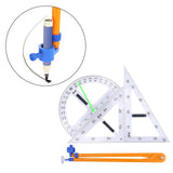 Maxbell Math Geometry Ruler Teaching Aids Schooling Tool for Home School Drawing 4pcs Ruler Compass