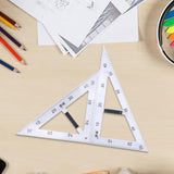 Maxbell Math Geometry Ruler Teaching Aids Schooling Tool for Home School Drawing 2pcs Ruler
