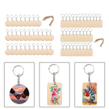 Maxbell Wood Key Chain Set Keychain Key Rings Bag DIY Pendant Hanging Crafts 5cmx5cm