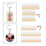 Maxbell Wood Key Chain Set Keychain Key Rings Bag DIY Pendant Hanging Crafts 5cmx5cm