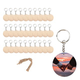 Maxbell Wood Key Chain Set Keychain Key Rings Bag DIY Pendant Hanging Crafts 5cmx5cm