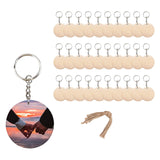 Maxbell Wood Key Chain Set Keychain Key Rings Bag DIY Pendant Hanging Crafts 5cmx5cm
