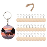 Maxbell Wood Key Chain Set Keychain Key Rings Bag DIY Pendant Hanging Crafts 5cmx5cm