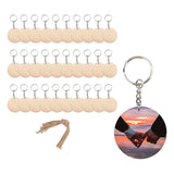 Maxbell Wood Key Chain Set Keychain Key Rings Bag DIY Pendant Hanging Crafts 5cmx5cm